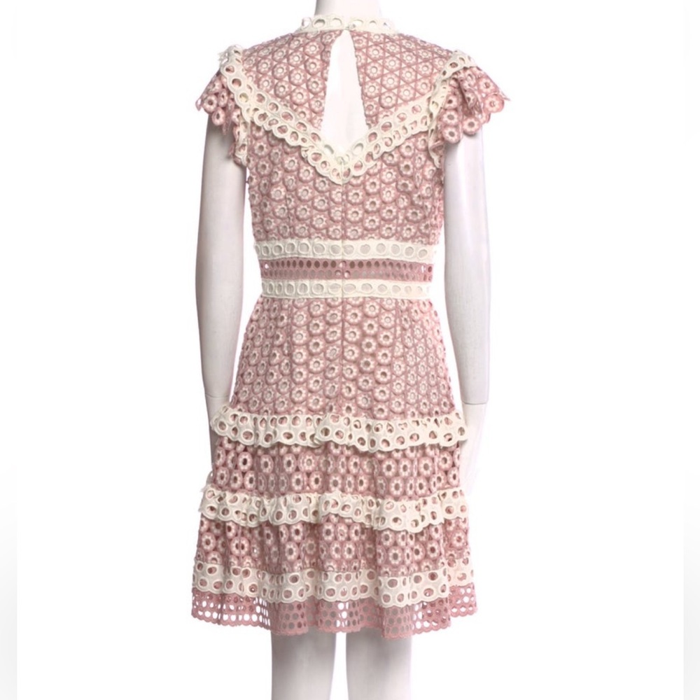 Sea New York Josie Pink Crochet Lace Tiered Mini Dress NWT - Picture 7 of 8